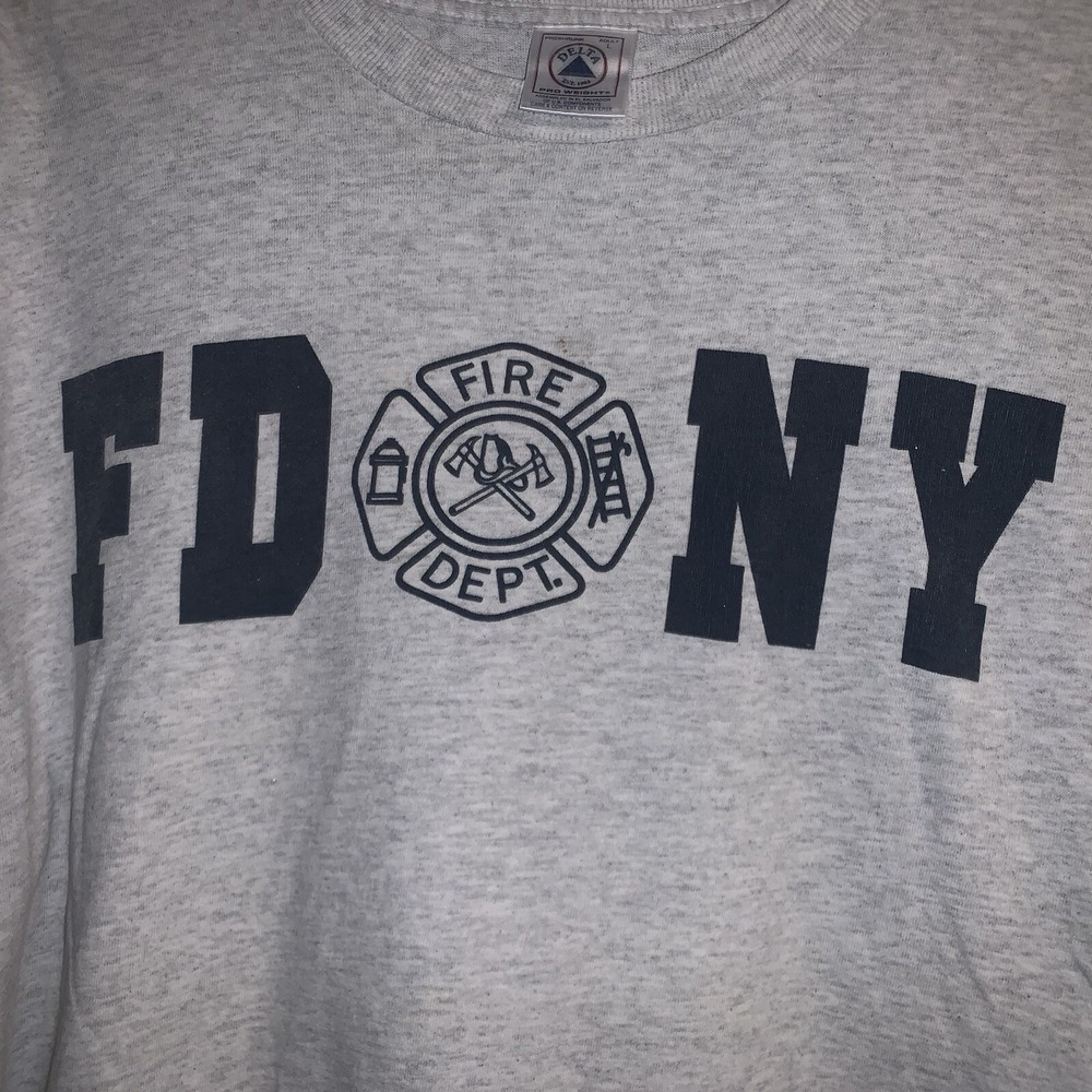 Vintage FDNY T Shirt Mens L Gray Y2K Long Sleeve New York Fire Department EUC - Picture 3 of 5